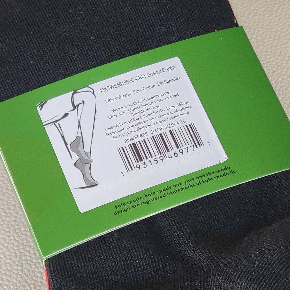 Kate Spade Ladybug White Crew Socks, Solid Red & Black 3 pair - Picture 8 of 10